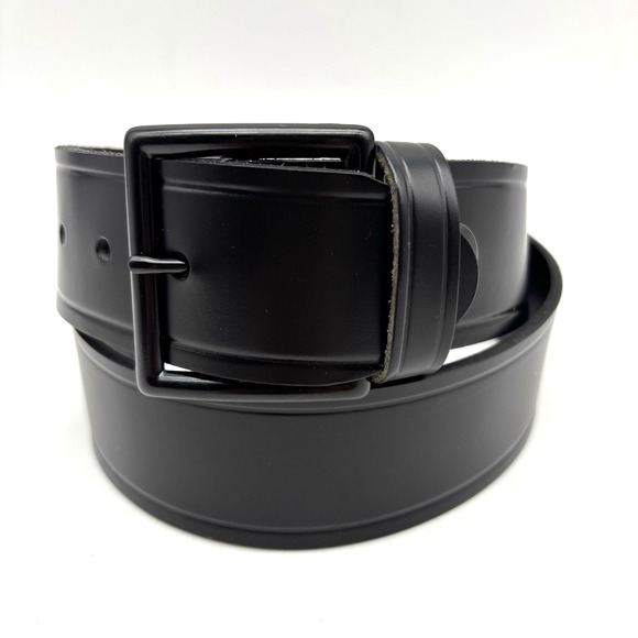 NEW Perfect Fit Black Genuine Leather Black Buckle Men's Belt 34 Made in USA - Picture 2 of 15